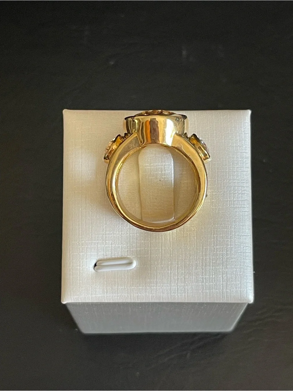 Gold-Tone citrine Yellow Crystal Oval Statement Ring